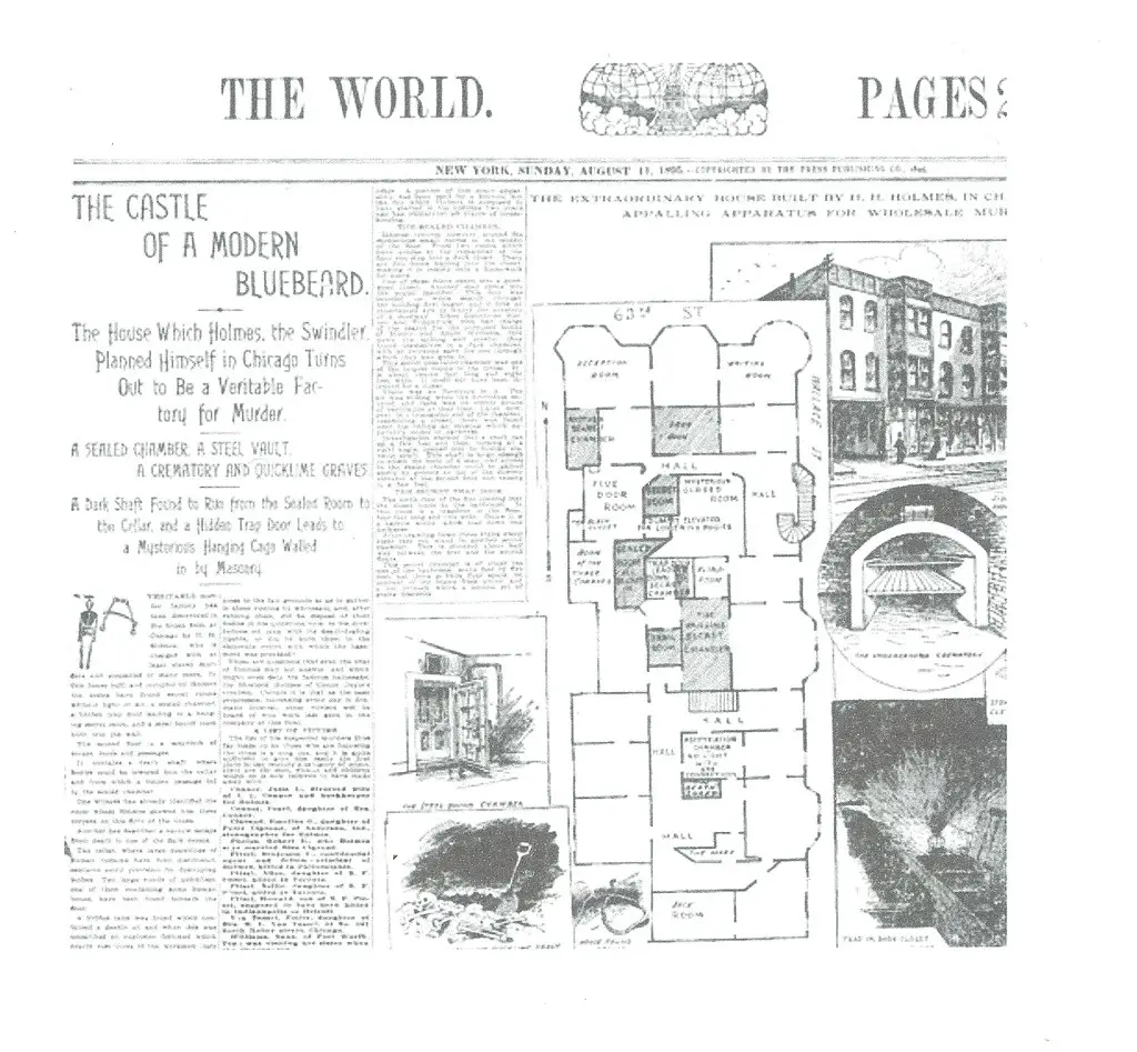 HH Holmes murder castle floor plan